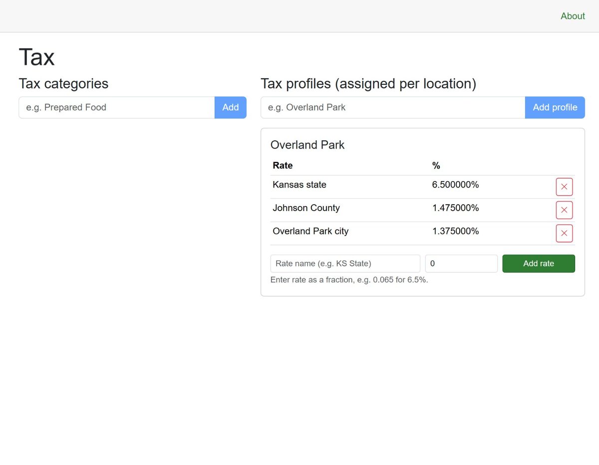 Tax profiles and rates in the admin portal